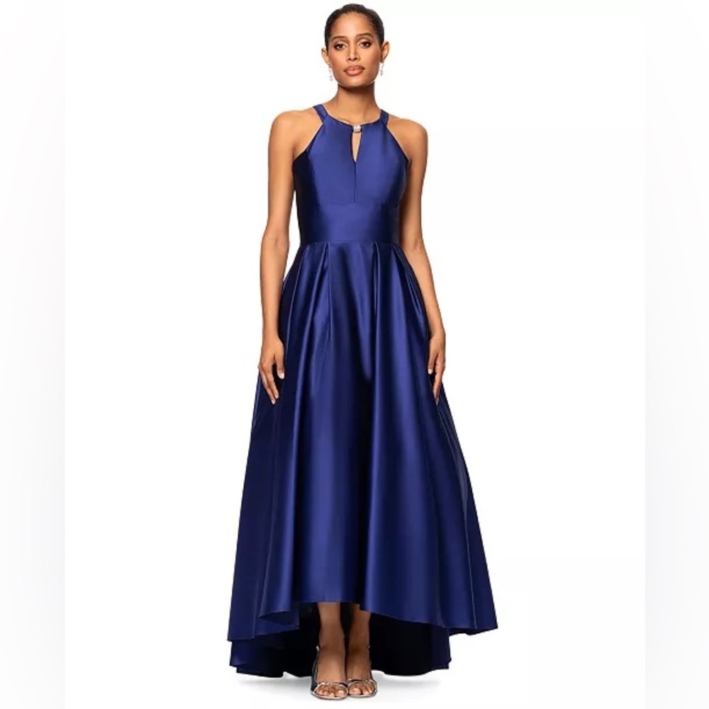 B&A By Betsy and Adam G3  High-Low Sleeveless Halter Gown NWT SIZE 4
